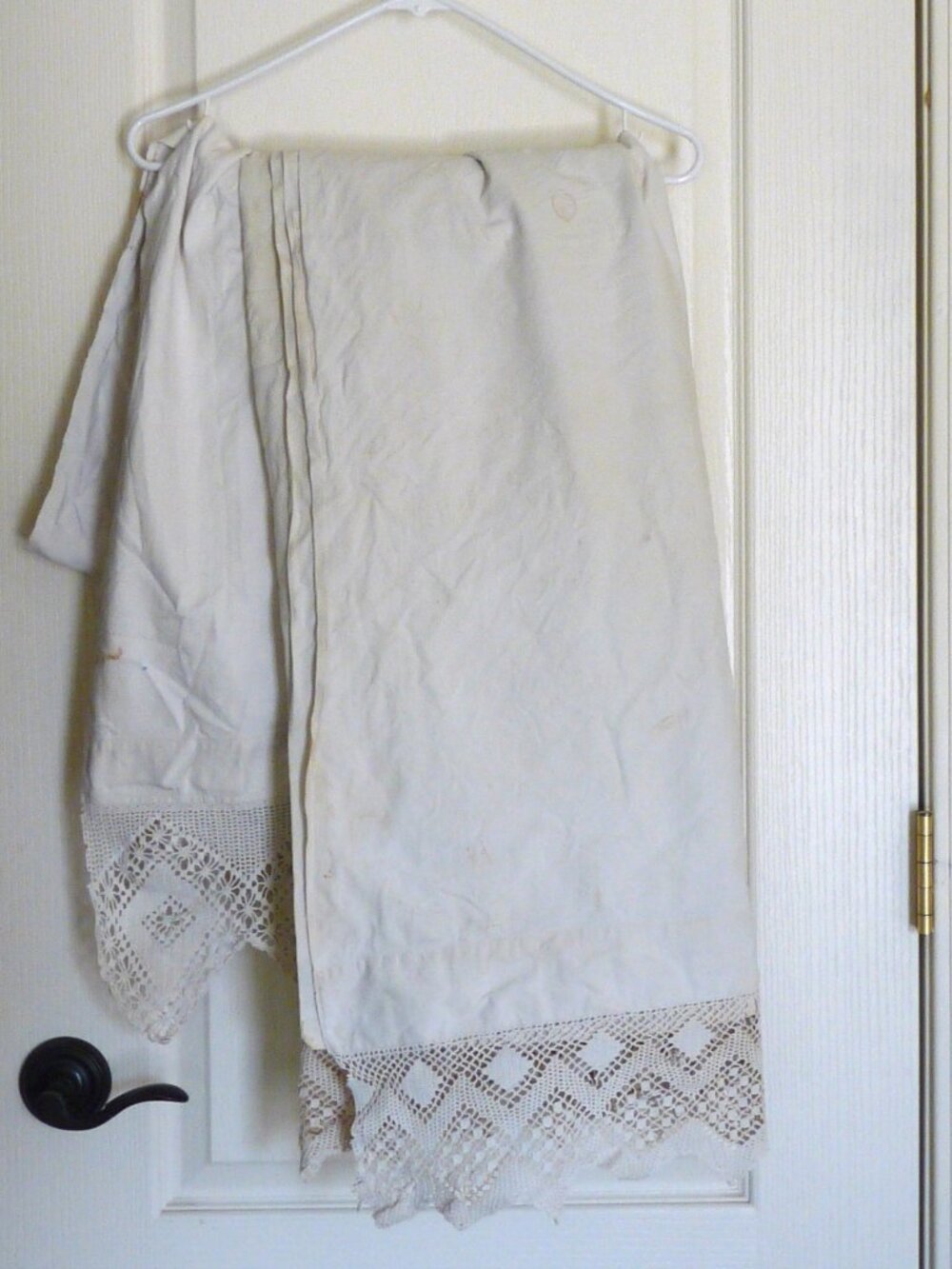 2 antique white sheets crochet lace cotton coverlets